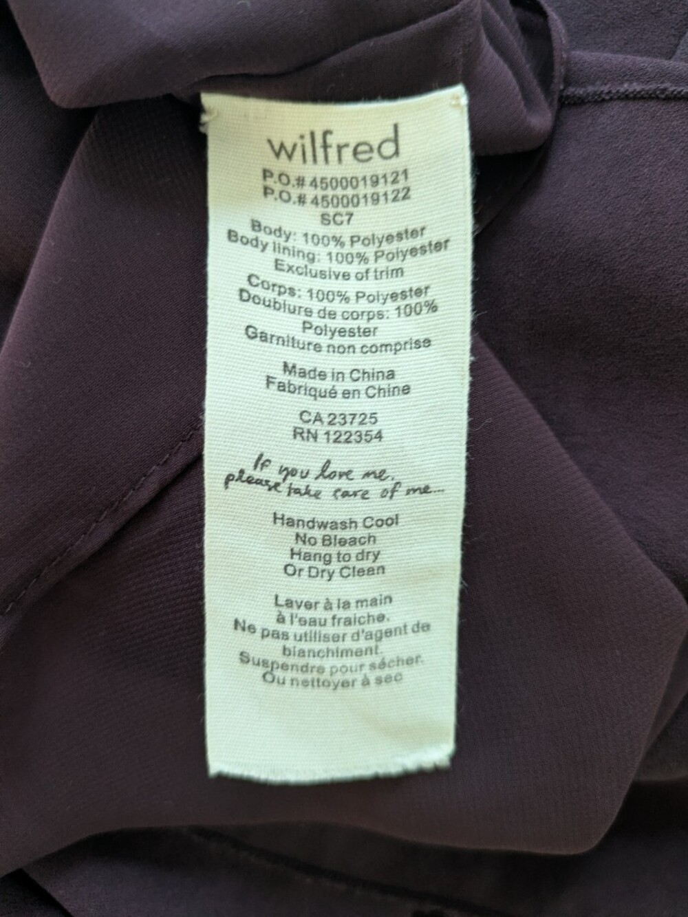 Aritzia Wilfred Sabine Draped Faux Wrap Mini Dress Plum V Neck Sleeveles Medium - Picture 5 of 5